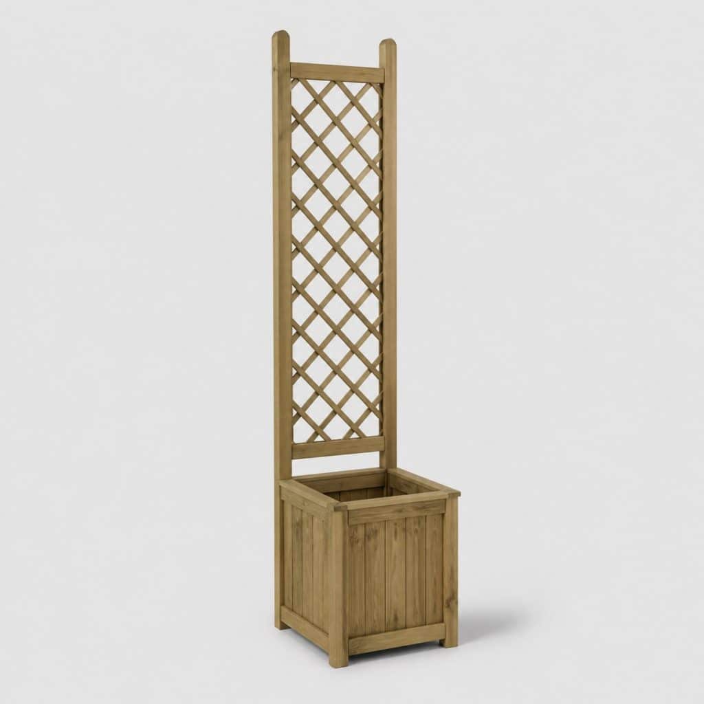 Bac à fleurs avec treillis 180 cm en bois