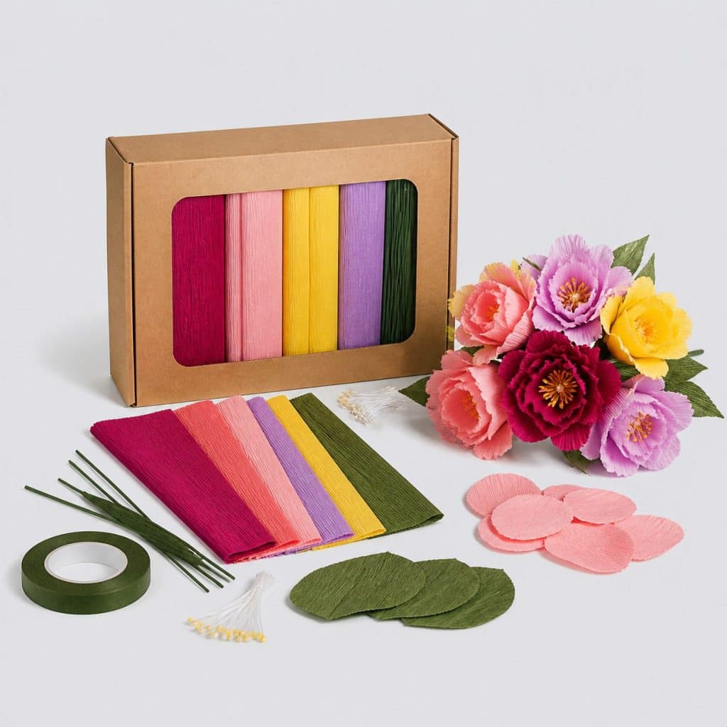 Kit de bouquet de fleurs en papier crépon à assembler