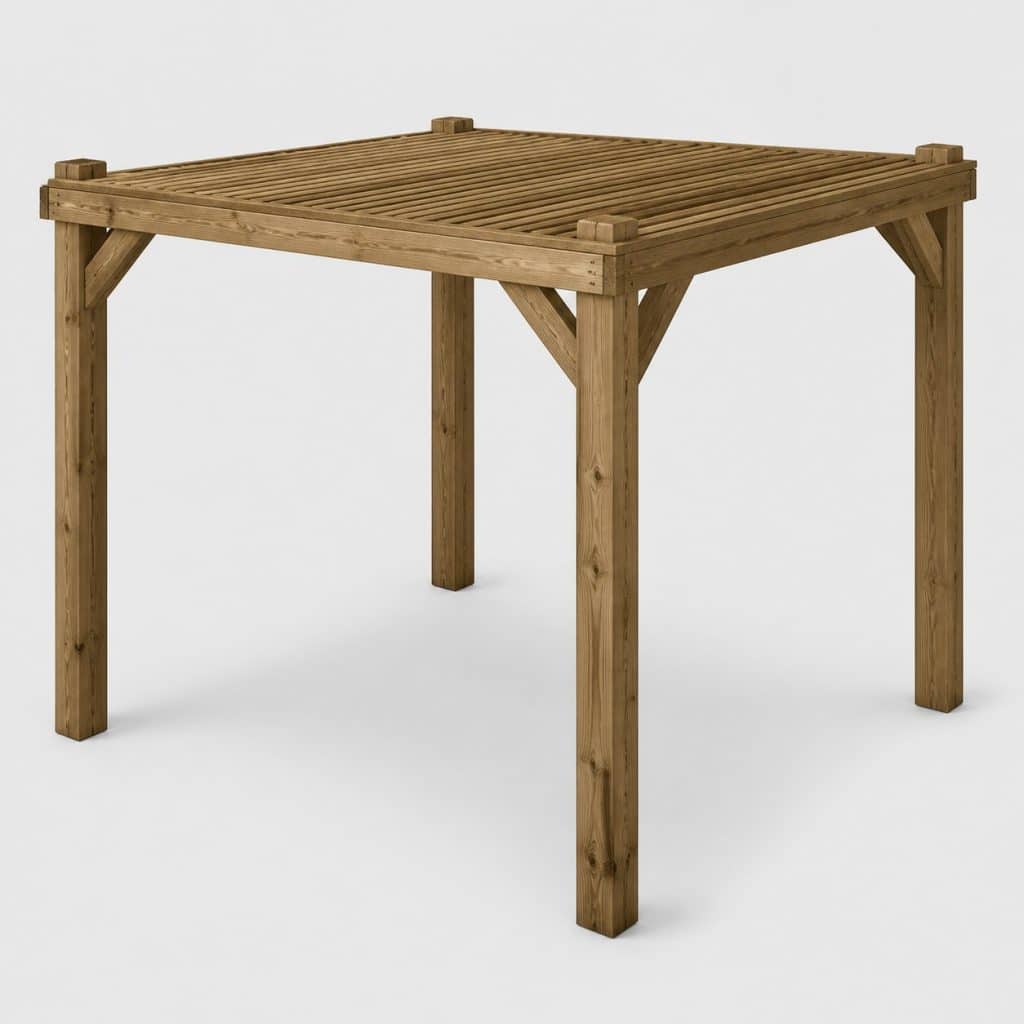 Pergola en bois 3 × 3 m adossée