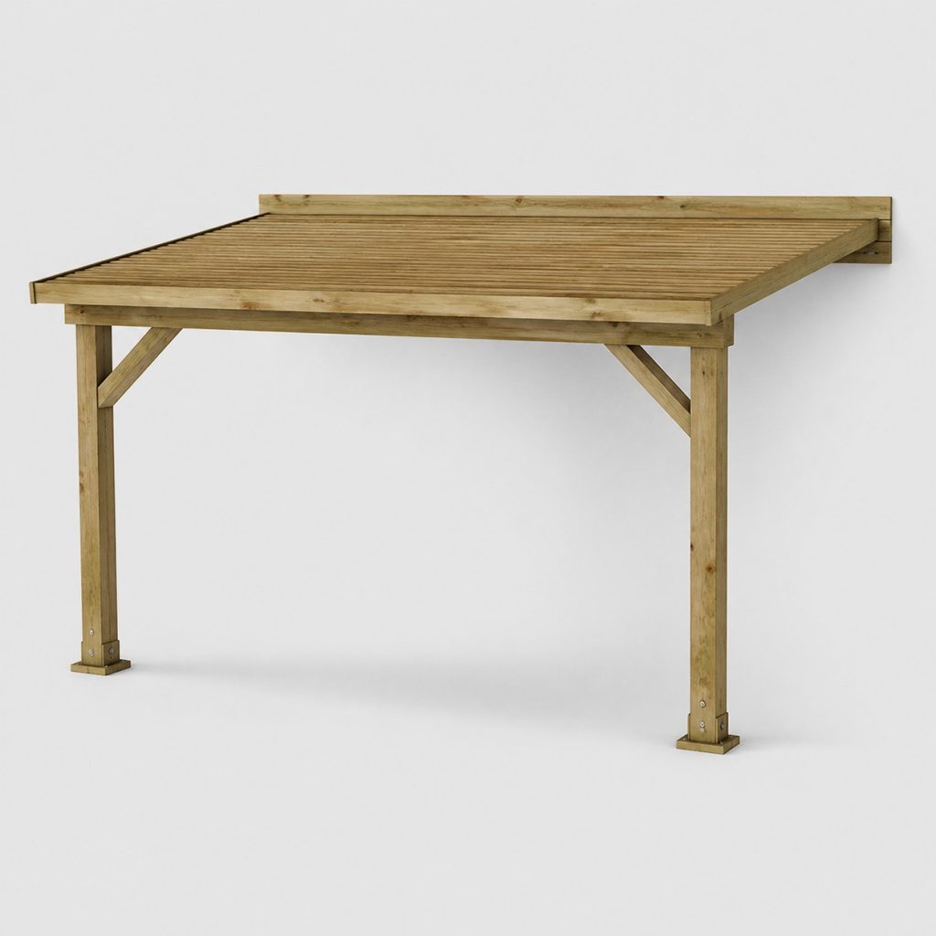 Pergola en bois 3 × 4 m adossée sens profondeur