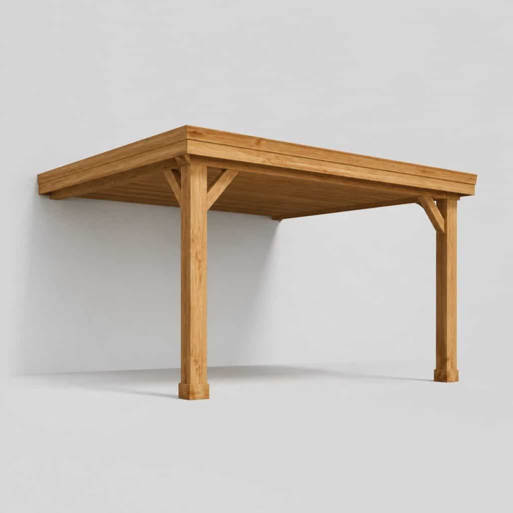 Pergola en bois 4 × 3 m adossée sens largeur