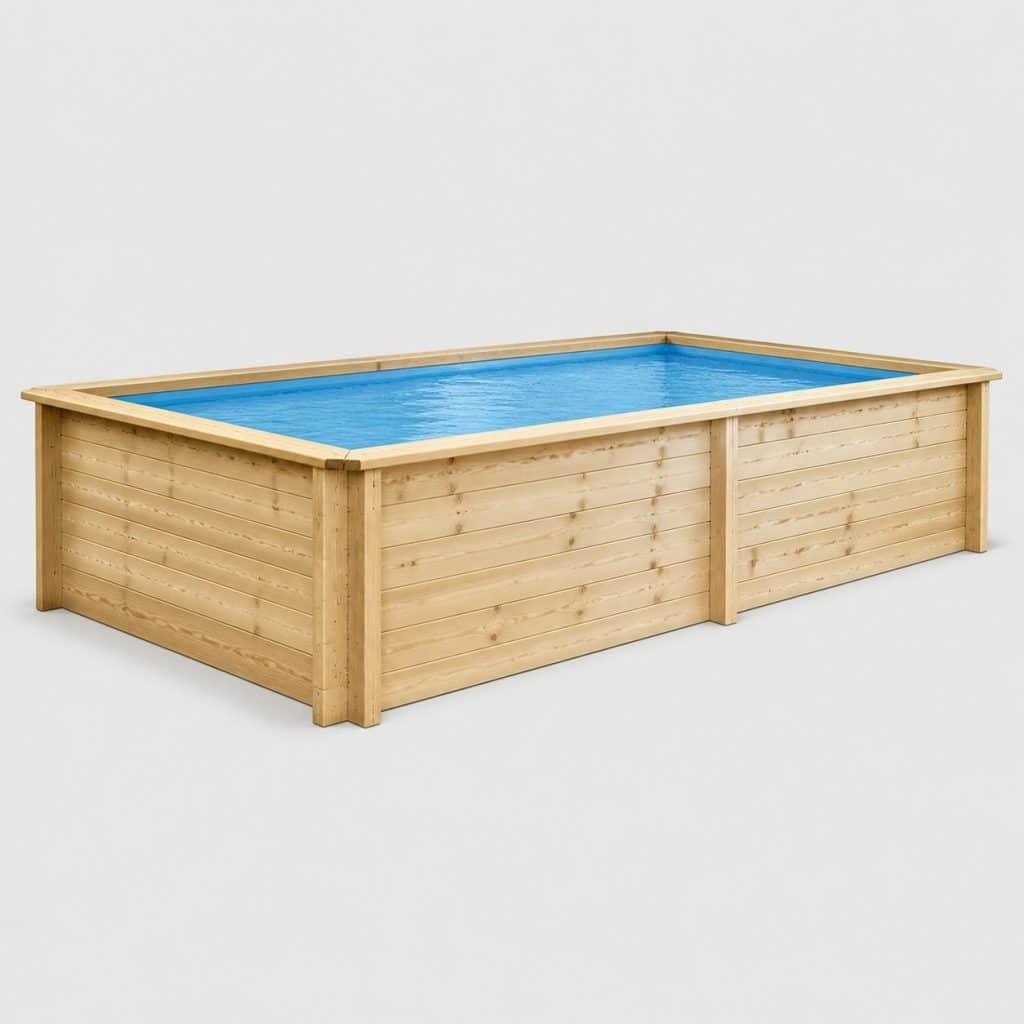Piscine en bois enterrée grand format vide