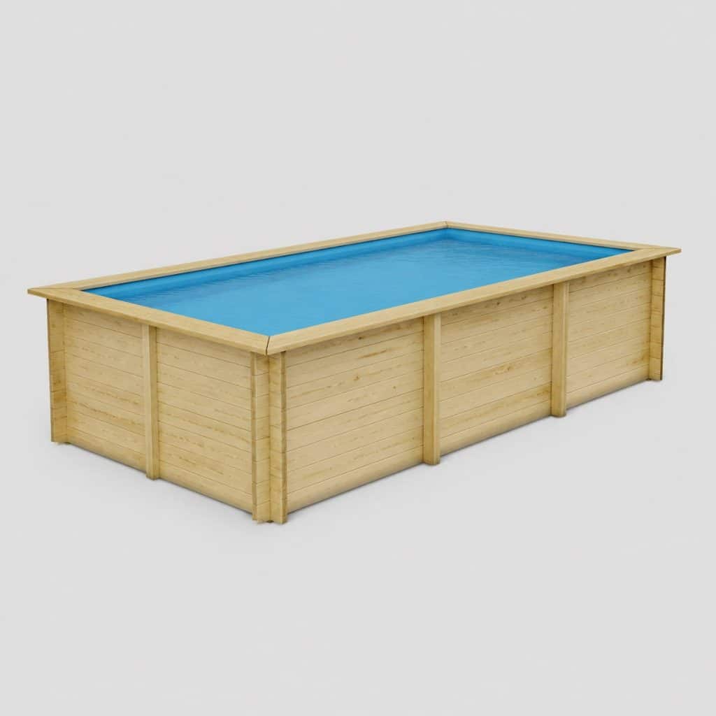 Piscine en bois rectangulaire grand format vide