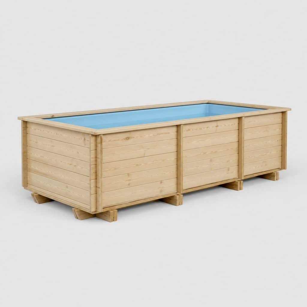 Piscine en bois rectangulaire compacte vide